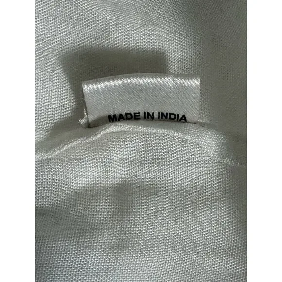 Hemant & Nandita Sleeveless White Eyelet‎ Black Tassel Midi Dress Size XS